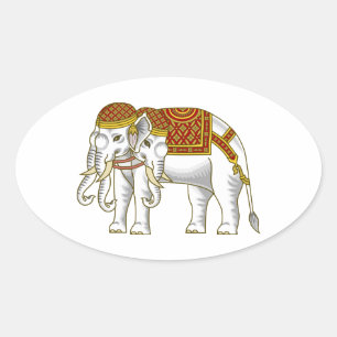 タイエラワンホワイトゾウ 楕円形シール