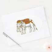 タイエラワンホワイトゾウ 楕円形シール (封筒)