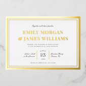 タイエレガントプクラシックのフレ結婚ームの白+金ゴールド 箔招待状 (正面)