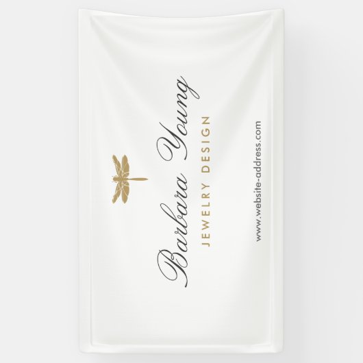 タイエレガントプ金ゴールドトンボのロゴ(白) 横断幕 (縦)