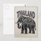 タイエレファントブロックプリント ポストカード (正面/裏面)