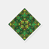 タイオーナメント-金ゴールドとグリーン スタンダードカクテルナプキン (角)