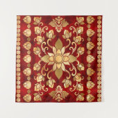 タイオーナメント-金ゴールドと赤 タペストリー (正面(横))