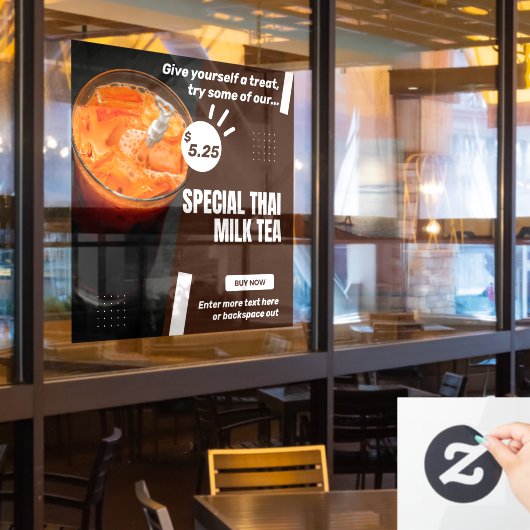 タイカスタマイズミルク茶専門店プロモーション ウィンドウサイン (レストラン窓)