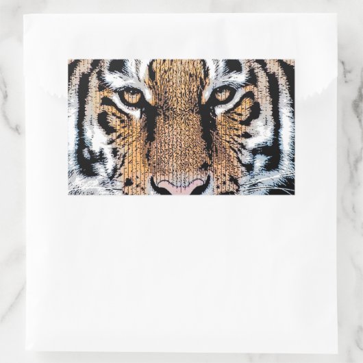 タイガはっきりしたーポートレートグラフィックプレススタイル 長方形シール (バッグ)