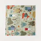 タイガワイルドライフ：ヴィンテージキッズパターン タペストリー (正面(横))