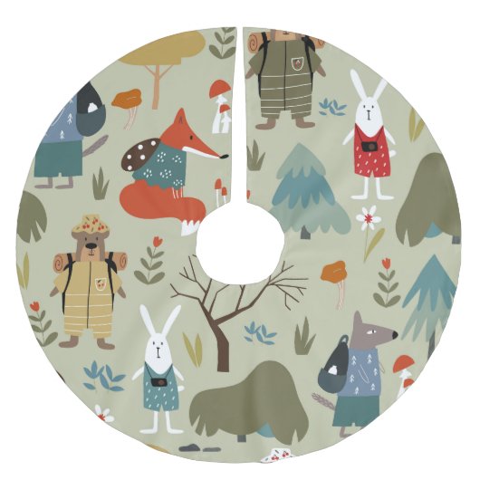 タイガワイルドライフ：ヴィンテージキッズパターン ブラッシュドポリエステルツリースカート (正面)