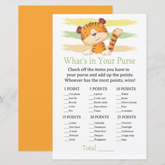タイガーあなたの財布のゲームの中に何がある (正面/裏面)