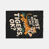 タイガーおもしろいアート女子男性へ少年少女アニマルティ フリースブランケット (正面(横))