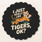 タイガーおもしろいアート女子男性へ少年少女アニマルティ ペーパーコースター (正面)