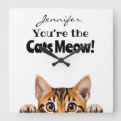 タイガーおもしろいタビーキャットウォールクロック スクエア壁時計 (正面)