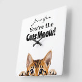 タイガーおもしろいタビーキャットウォールクロック スクエア壁時計 (傾斜)