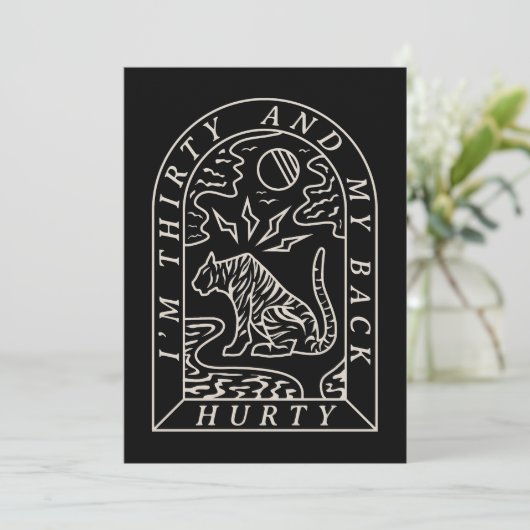 タイガーおもしろいバックハーティ30歳の誕生日招待状 招待状 (スタンド正面)