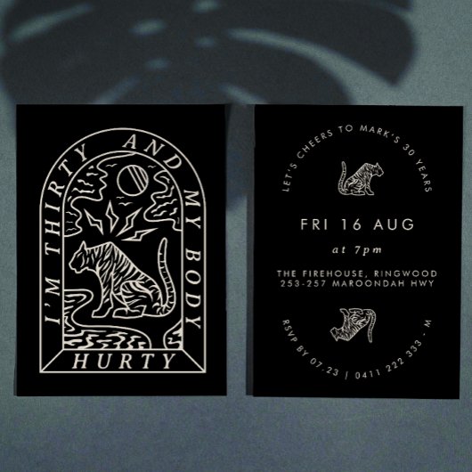 タイガーおもしろい体ハーティ30歳の招待状 招待状