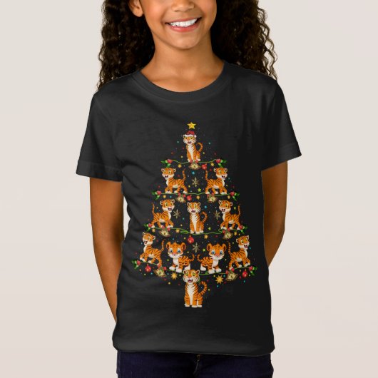 タイガーおもしろい動物愛好家クリスマスギフトタイガークリスマス Tシャツ (正面)