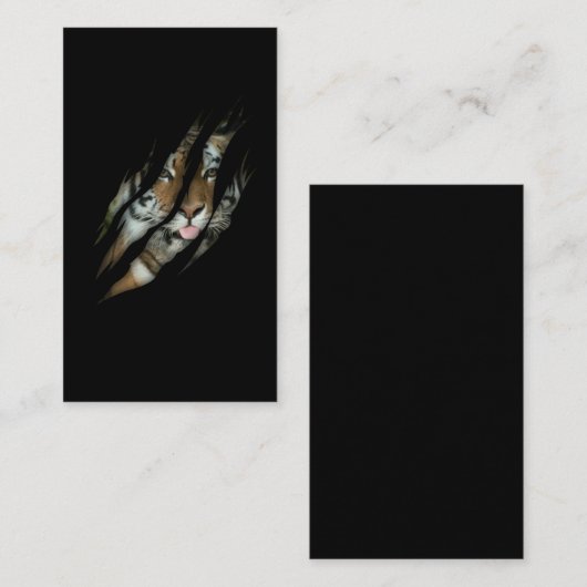 タイガーおもしろい顔裂き爪野生サファリ動物猫 名刺 (正面/裏面)