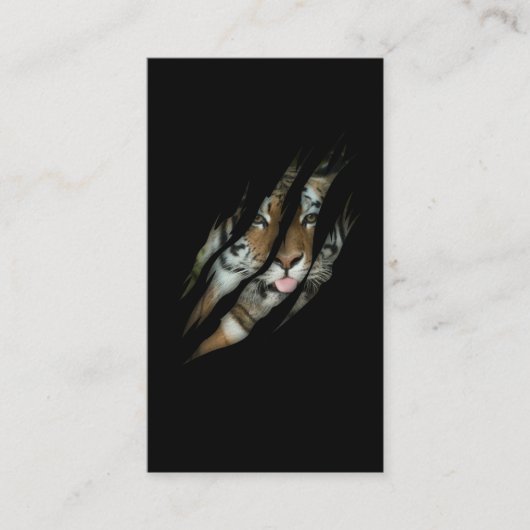 タイガーおもしろい顔裂き爪野生サファリ動物猫 名刺 (正面)