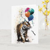 タイガーお祝いグリーティングカード カード (黄色い花)