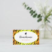 タイガーかわいらしパターンかわいい蝶の丸いフレーム 名刺 (スタンド正面)