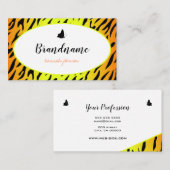 タイガーかわいらしパターンかわいい蝶の丸いフレーム 名刺 (正面/裏面)