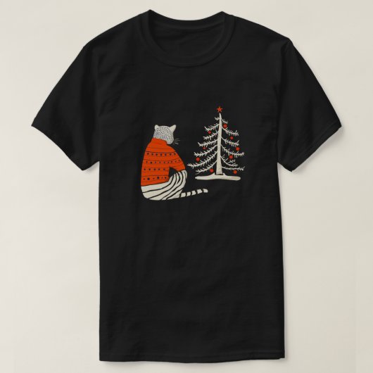タイガーがクリスマスを待つ Tシャツ (デザイン正面)