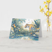 タイガーが咲き誇るジャングルを散歩 カード (黄色い花)
