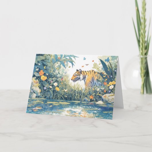 タイガーが咲き誇るジャングルを散歩 カード (正面)
