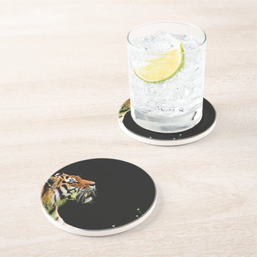 タイガーが近づく – 野生動物のアートワーク コースター (側面)