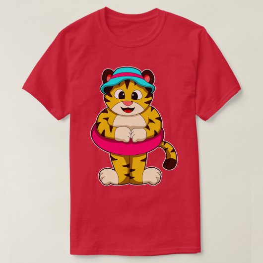 タイガーでスイミングリングハットと水泳 Tシャツ (デザイン正面)