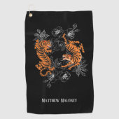 タイガーとさくらんぼブロッサムゴルフあなたの名前 ゴルフタオル (正面)