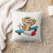 タイガーとしてパイロットの飛行機 クッション (ブランケット)