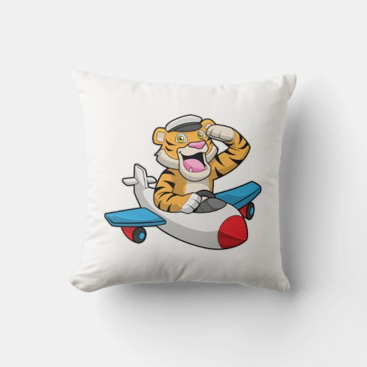 タイガーとしてパイロットの飛行機 クッション (正面)