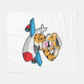 タイガーとしてパイロットの飛行機 フリースブランケット (正面(横))