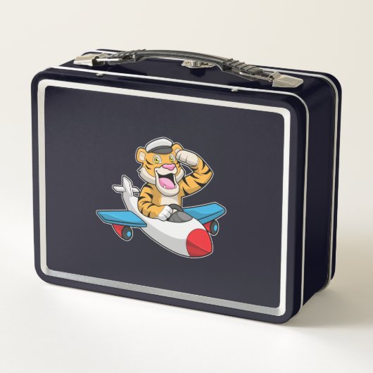 タイガーとしてパイロットの飛行機 メタルランチボックス (裏面)