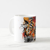 タイガーとスカルコンテンポラリーアートマグ コーヒーマグカップ (正面左)