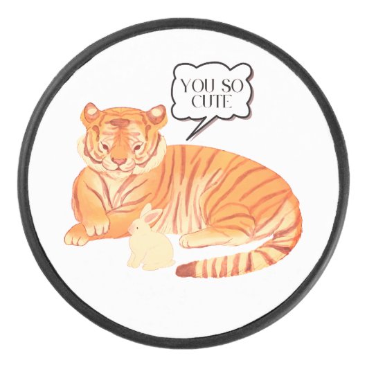 タイガーとバニーの友情 – Cute Animal Illustra アイスホッケーパック (正面)