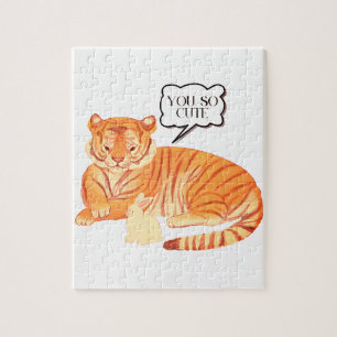 タイガーとバニーの友情 – Cute Animal Illustra ジグソーパズル
