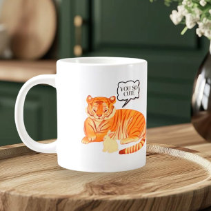 タイガーとバニーの友情 – Cute Animal Illustra ジャンボコーヒーマグカップ