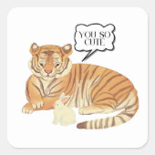 タイガーとバニーの友情 – Cute Animal Illustra スクエアシール (正面)