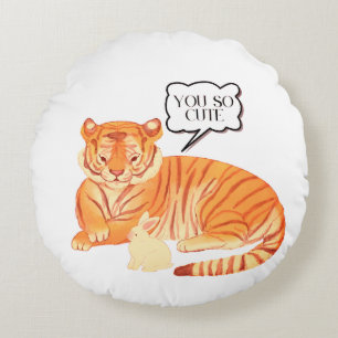 タイガーとバニーの友情 – Cute Animal Illustra ラウンドクッション