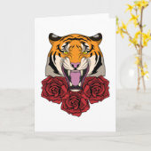 タイガーとバラ カード (黄色い花)