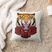 タイガーとバラ クッション (ブランケット)