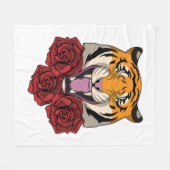 タイガーとバラ フリースブランケット (正面(横))