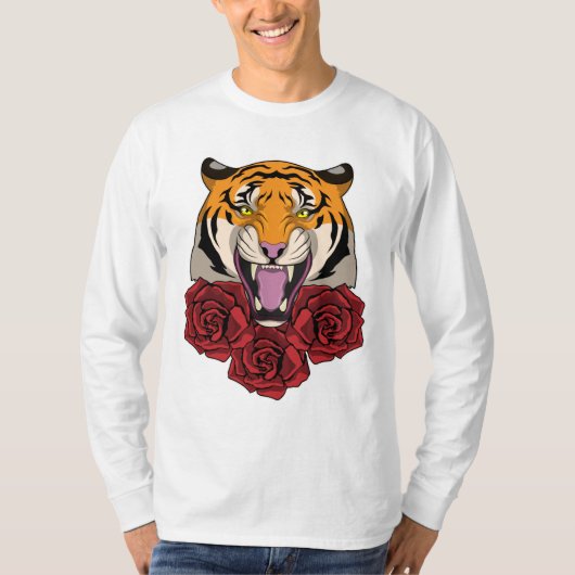 タイガーとバラ Tシャツ (正面)