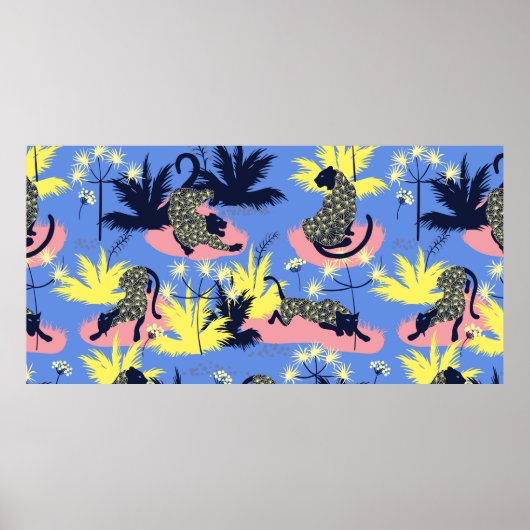 タイガーとヒョウ柄の幾何学的スタイルデザイン ポスター (正面)