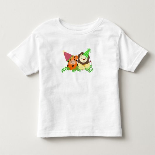タイガーとライオンのパーティー動物 トドラーTシャツ (正面)