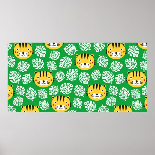 タイガーのシームレスなパタ葉ーン。キッドb ポスター (正面)