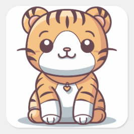 タイガーの喜び:かわいい-スタイルグラフィック スクエアシール