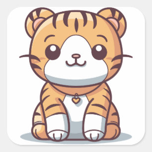 タイガーの喜び:かわいい-スタイルグラフィック スクエアシール