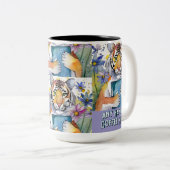 タイガーの大きな本を持って2トーンのコーヒーマグ ツートーンマグカップ (正面右)